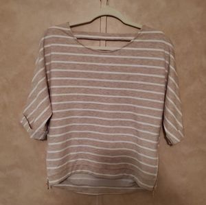 Tan and white striped top